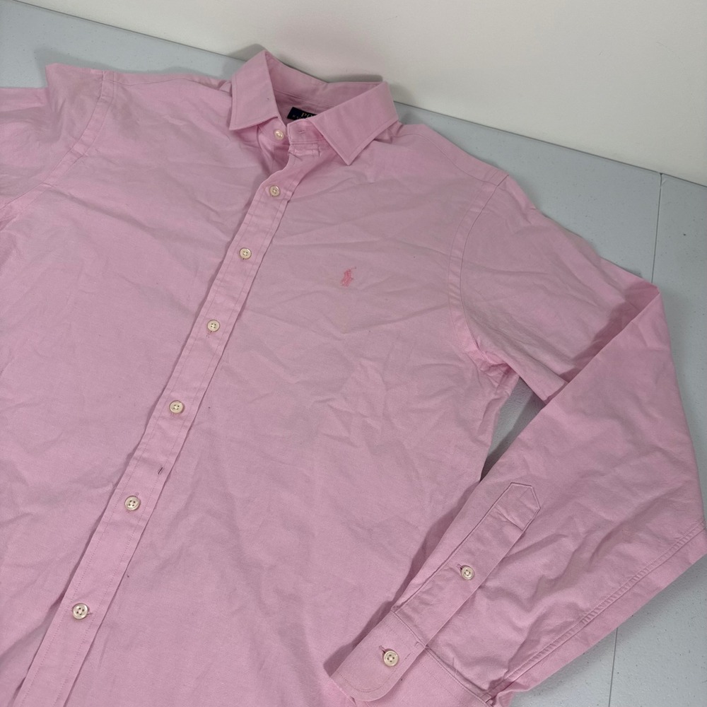 Polo Ralph Lauren Mens Pink Slim Fit Stretch Oxford Button Down Shirt 16.5 42